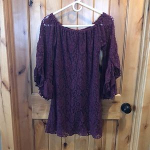 Women’s Sz S Off Shoulder Lace Dress/Tunic w/ Bell Sleeves
